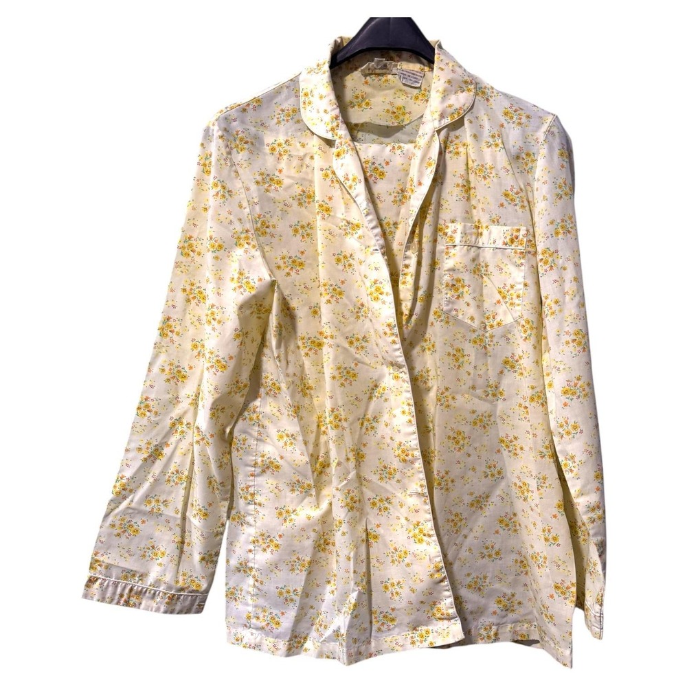 Simpsons Women's M/M Pajama Set Floral Yellow Long Sleeve Top Pants Loungewear‎